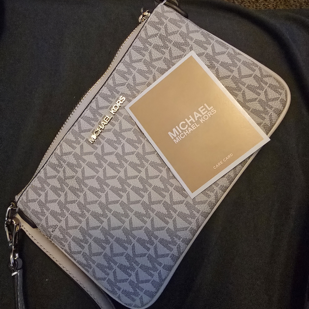 Michael Kors Silver and Gray Monogram Clutch